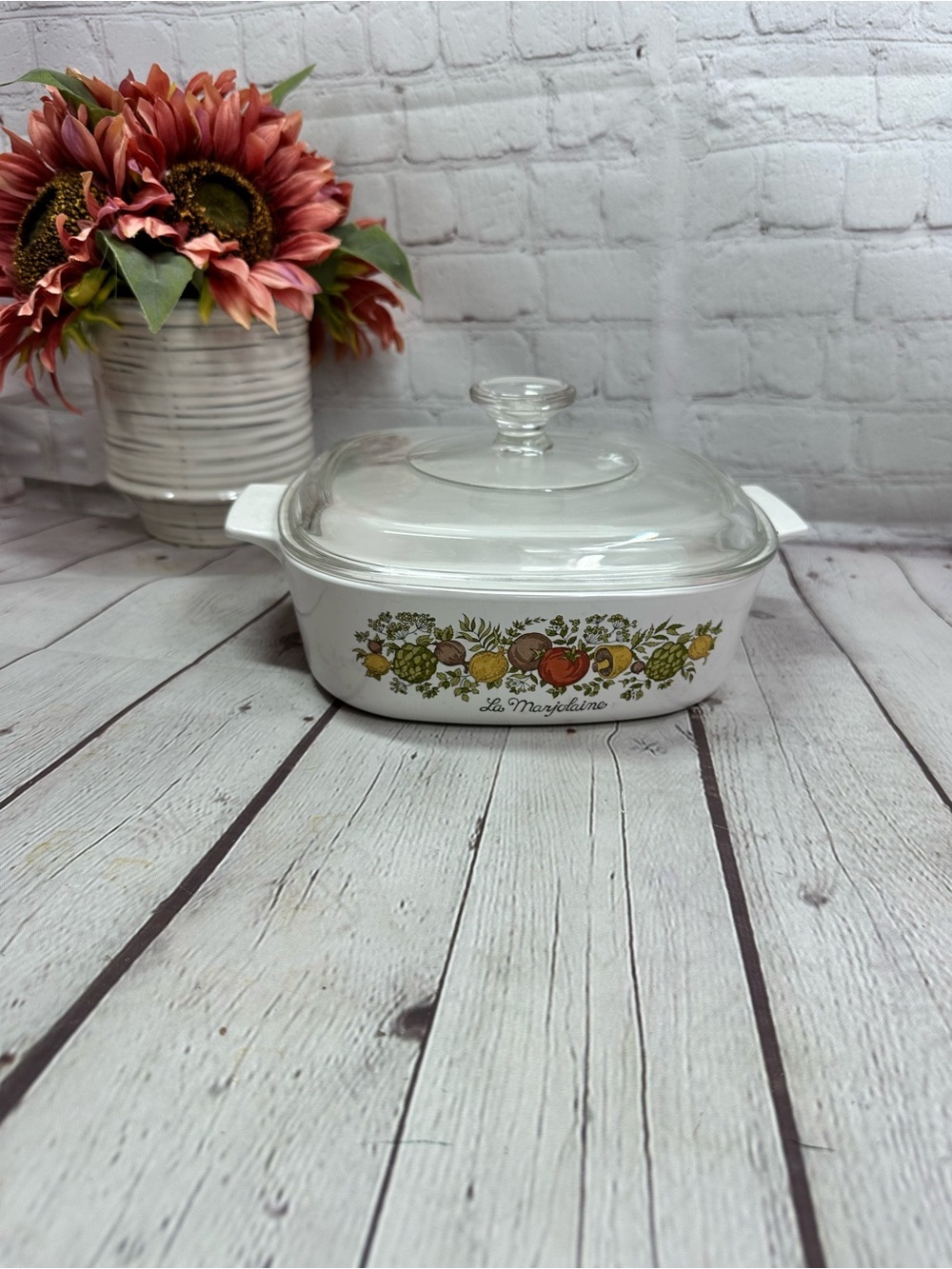 vtg Corning ware spice of life la marjalaine 2qt Casserole Dish A-2-B Glass Lid
